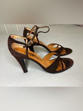 Maggie Jones Brown Leather Strappy Heels Size 9 Made Spain